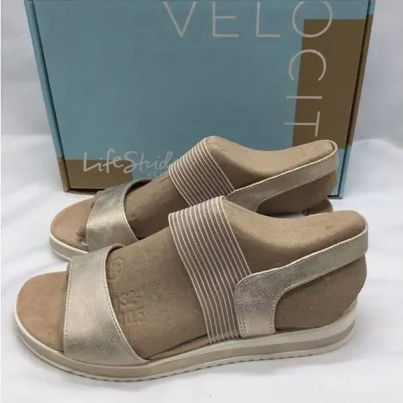 Lifestride Velocity Zing, Soft gold metalic Sandal Women's 9 NWT - Picture 3 of 5